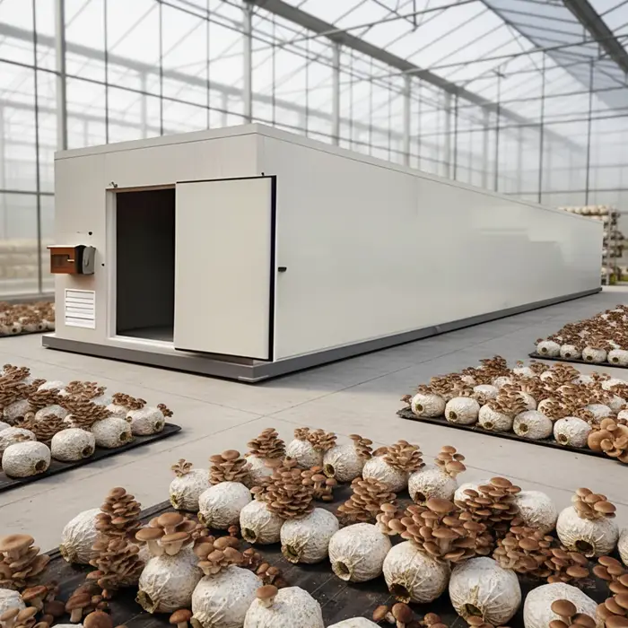 Équipement de culture de champignons à haut rendement, ferme en conteneurs à grande échelle, système