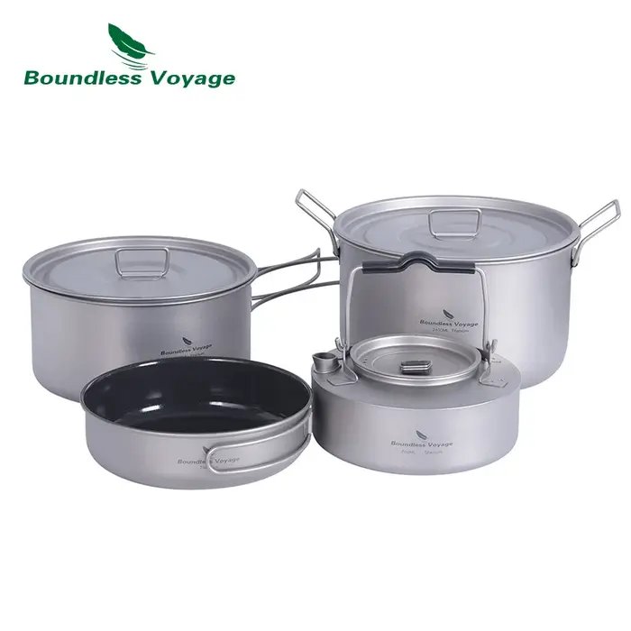 Batterie de cuisine de Camping en titane, Voyage sans limite, Kit de désordre, poêle et casseroles d
