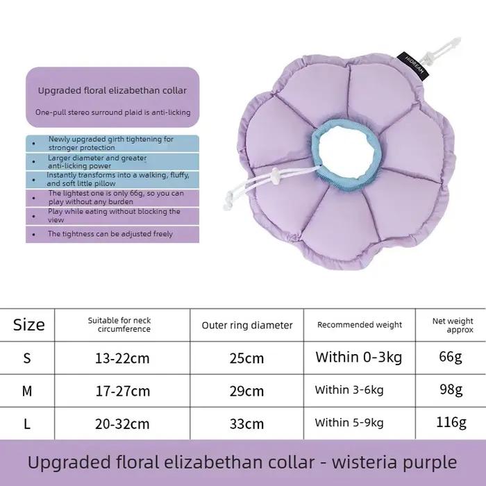 Collier anti-léchage pour chat et chien, modèle Elizabeth, ajustable, imperméable, doux, 66g, pour p