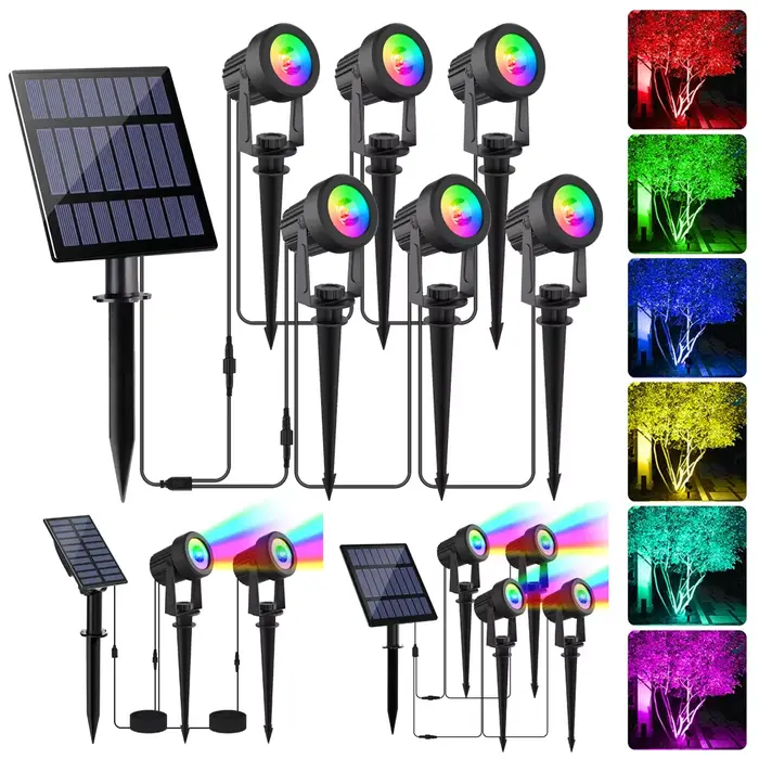 1/2/4/6 lumières RGB projecteur solaire IP65 étanche lumière solaire extérieure lumière de jardin po