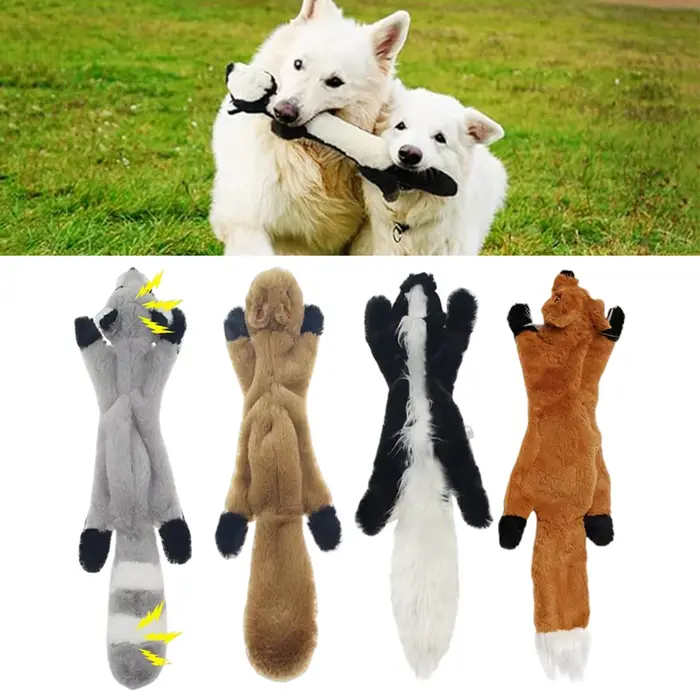 Jouet à mâcher chien 45CM sans rembourrage - Peluche durable avec couineurs - Accessoire chasse pour chien