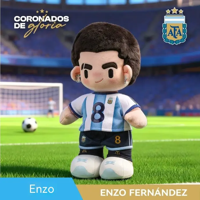 Peluche officielle de l'équipe nationale de football d'Argentine 2026, Messi Martínez Enzo, 35 cm, c
