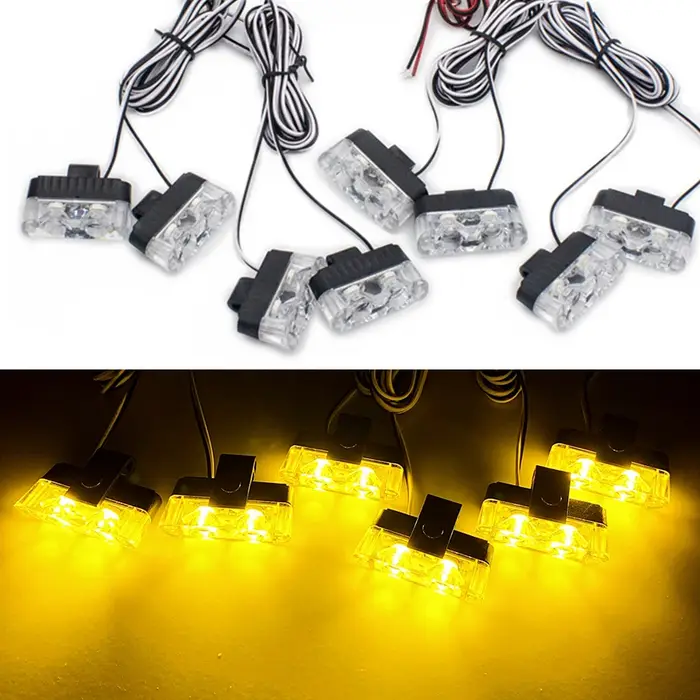 2 LED pince de Police lumières stroboscopiques rouge bleu ambre lampe Flash 12V véhicule pare-chocs 
