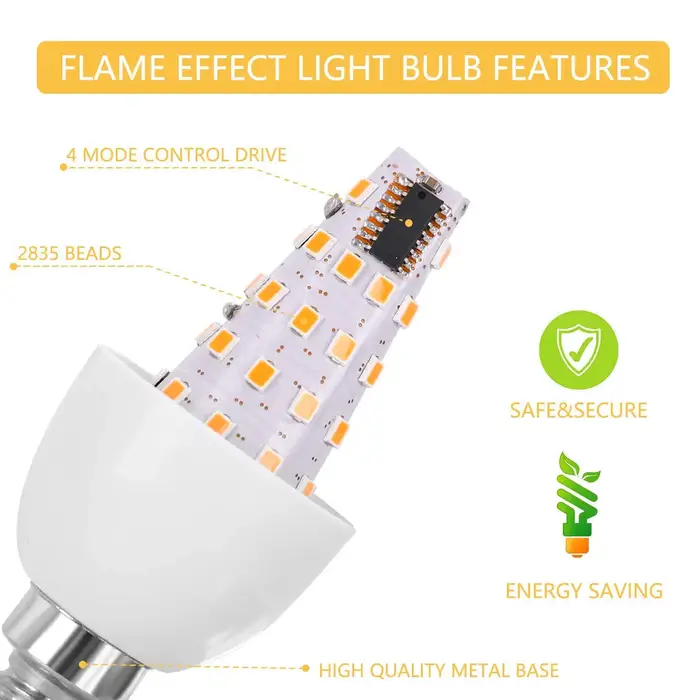 E14 Led ampoules de flamme simulée 7W 9W E27 85-265V 220V lampe de maïs scintillante LED bougie effe
