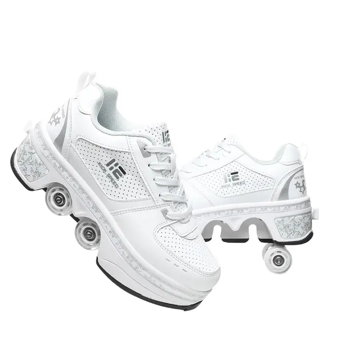 Chaussures de patins à quatre roues unisexes, baskets Parkour décontractées à déformation, patins po
