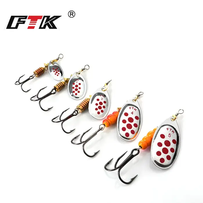 Leurres FTK Spinner Bait 4g à 14g - Cuillères métalliques pour pêche du brochet avec hameçons triples