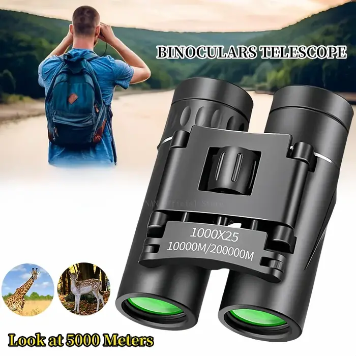 Jumelles pliantes 1000x25 HD portée 9000m BAK4 FMC pour chasse sport outdoor camping voyage
