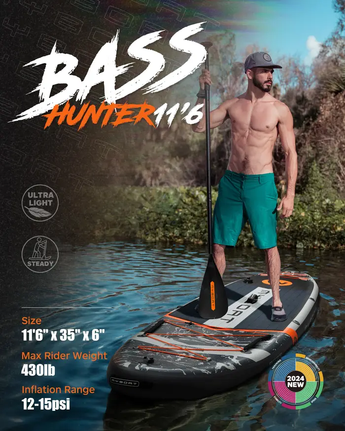 Myboat-Planche à pagaie gonflable extra large étanche pour adultes, style debout, pêche incluse, acc