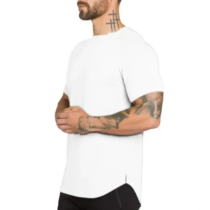 T-shirt manches courtes homme, vêtement de marque, en coton, extra long, style Hip Hop, 2020