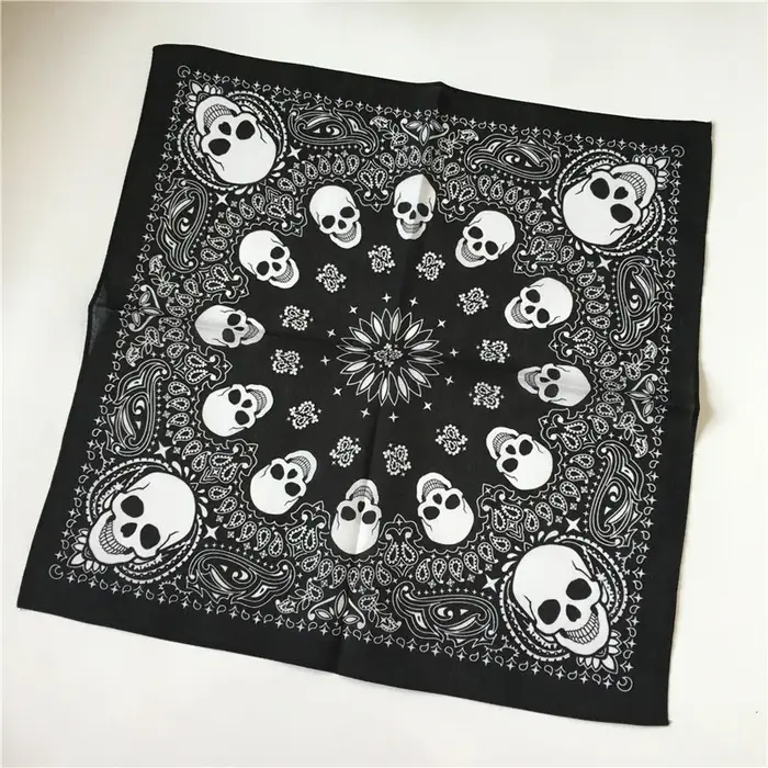Plus coloré imprimé crâne Paisley géométrique coton Bandanas femmes bandeau carré écharpe foulard ch