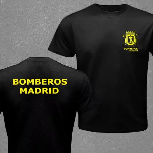 Espagne Madrid pompier pompier Cuerpo Bomberos T-shirt manches courtes décontracté 100% chemises en 