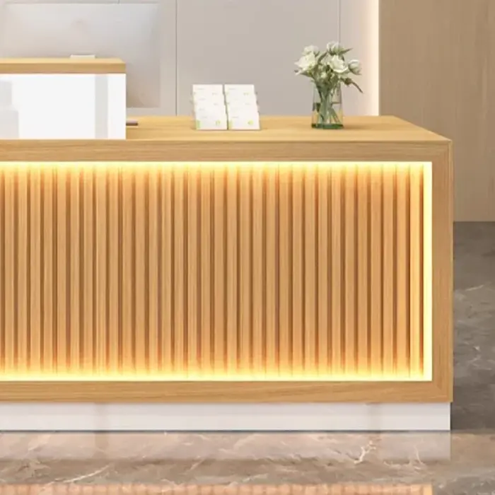Bureaux de réception personnalisés, présentoir de Salon, bureaux de réception de rangement, meubles commerciaux de luxe tendance
