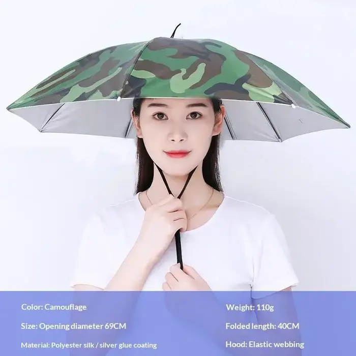 Chapeau parapluie portable pliable résistant aux UV, imperméable, pare-soleil mains libres pour la p