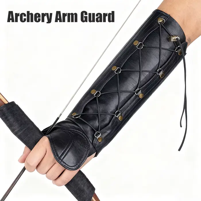 Protège-bras en cuir pour tir à l'arc, protection d'avant-bras avec sangle réglable pour tir à l'arc