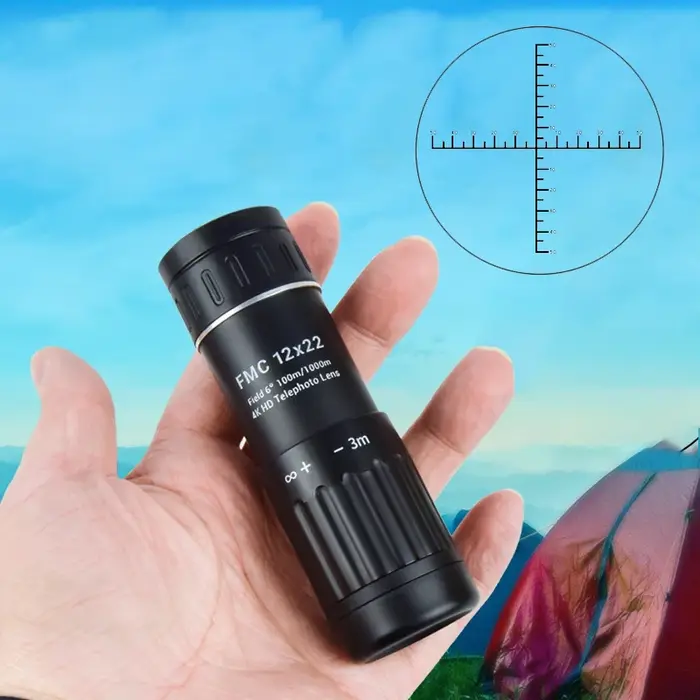 Monoculaire HD 12x22 portable avec support téléphone - Télescope miniature pour observation ornithologique et chasse