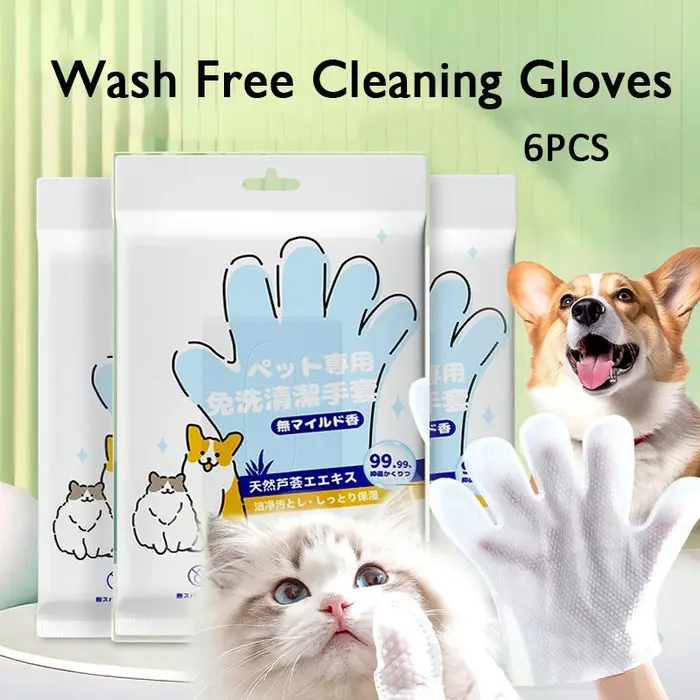 Gants de nettoyage sans lavage pour animaux de compagnie, bain pour chat et chien, désodorisation, n