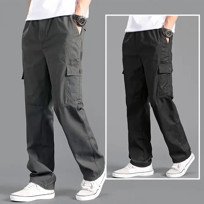 Pantalon cargo large grande taille chasse travail - Coupe straight jogger coréen japonais sport