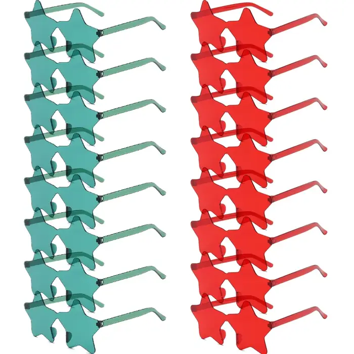 KAMMPT 16 paires par ensemble lunettes de soleil sans monture en forme d'étoile mode mignon couleur 