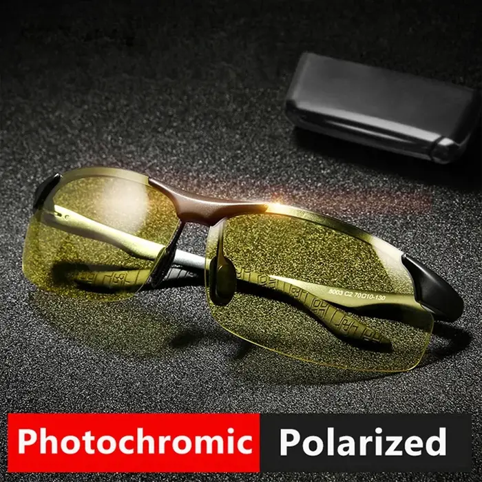 SZTZX aluminium sans monture photochromique jour nuit Vision Anti-éblouissement lunettes hommes pola