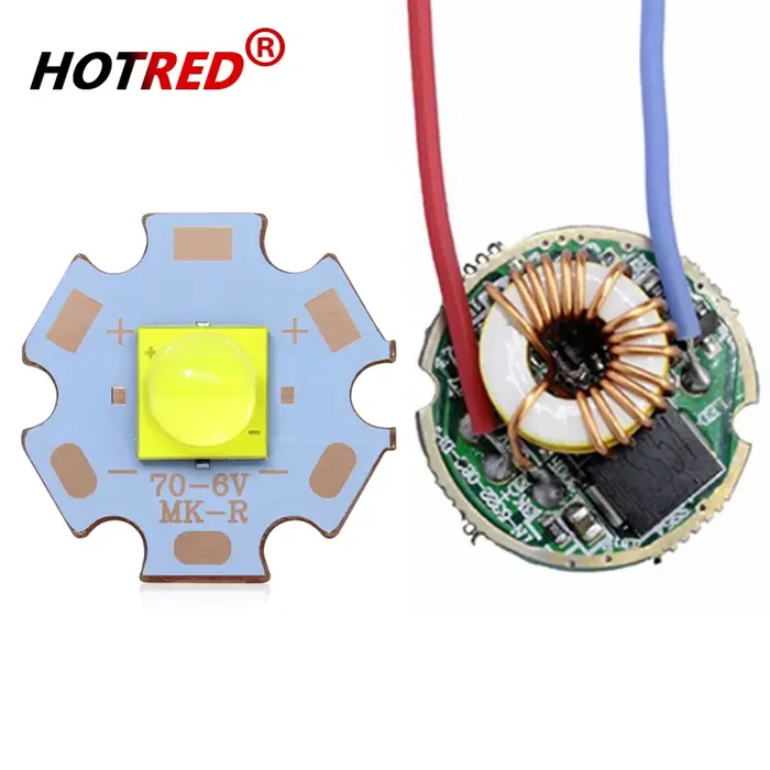 3W 10W 20W LED XPE XRE T6 XML2 XHP50 20mm perles blanches froides + torche lampe de poche ensemble d
