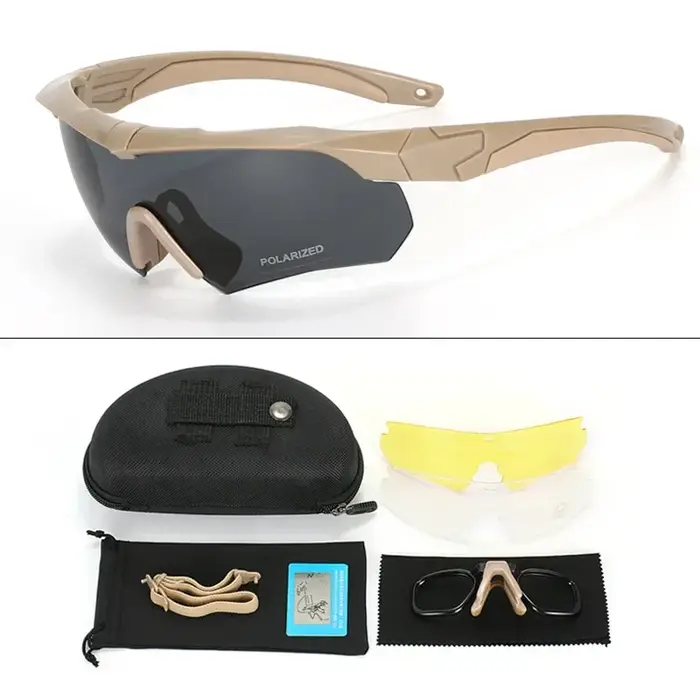 Lunettes tactiques militaires CS Airsoft lunettes de tir coupe-vent HD 3 lentilles Motocross moto al