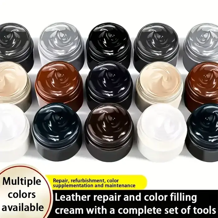 Pâte de coloration pour cuir - Trois couleurs (blanc, marron, noir), adaptée aux chaussures, sacs, canapés - Répare et restaure le cuir délavé et rayé