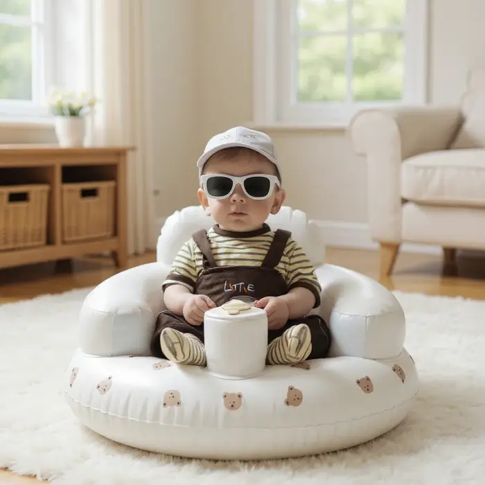 Canapé gonflable brillant pour bébé, 1 pièce, tabouret de bain Portable en PVC, siège multifonctionn