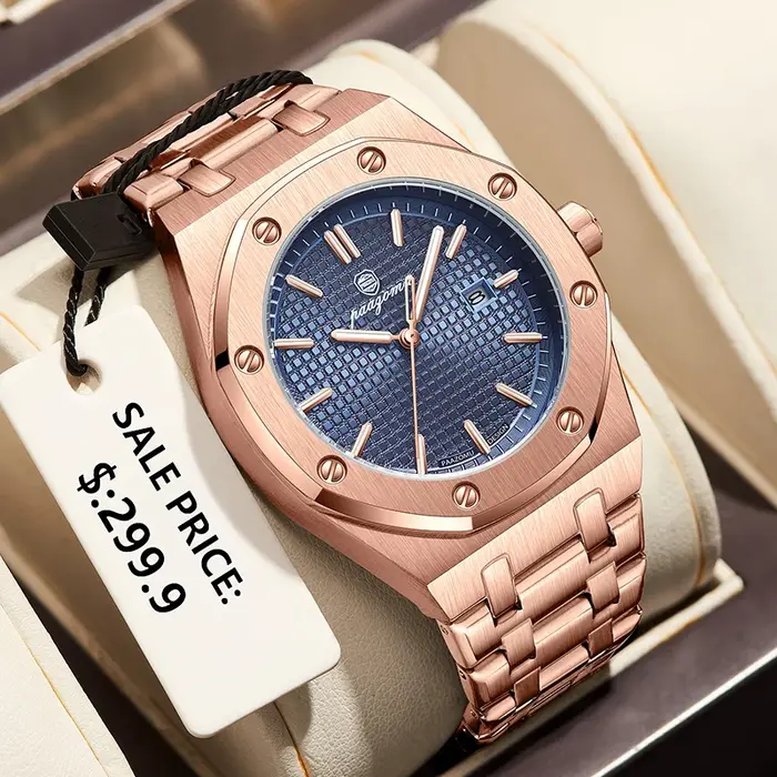 Montre homme luxe PAAZOMU étanche 50ATM acier inoxydable quartz sport élégante date semaine