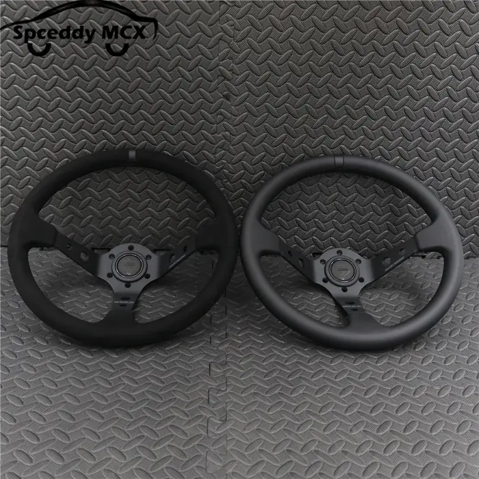 Volant de voiture en daim et cuir véritable, 14 pouces, 350mm, dérive Concave profonde, JDM Racing, 
