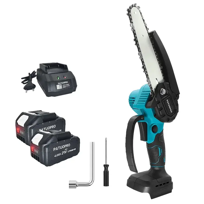 PATUOPRO 6 pouces sans brosse Mini scie électrique à main sans fil scie à chaîne maison jardin logis