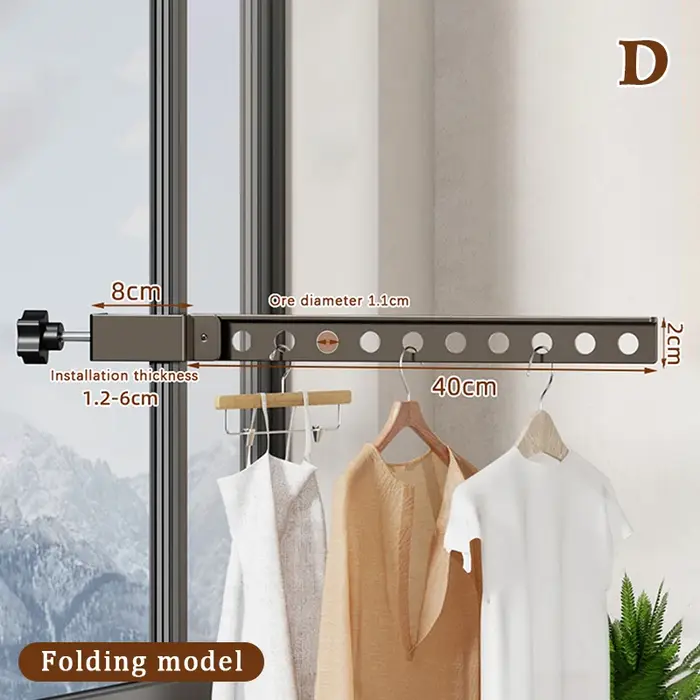 Porte-vêtements mural pliable et rotatif noir en aluminium, séchoir à vêtements peu encombrant pour 