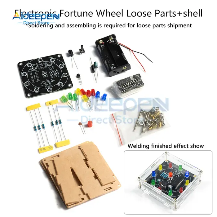 Roue porte-bonheur électronique, pièces amples, Kit de bricolage, lumière fluide LED, loterie, assem