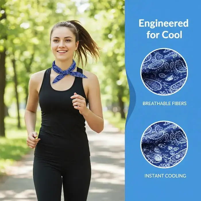 Écharpe rafraîchissante pour chien en polyester et coton respirant pour promenades, randonnées, jogging et voyages