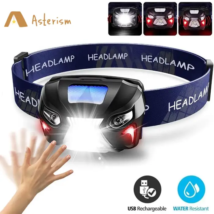 8 Mode puissant phare corps capteur de mouvement tête lampe de poche Usb Rechargeable phare LED Camp