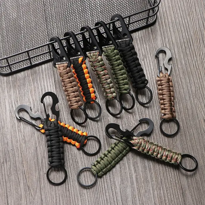 Porte-clés d'extérieur, mousqueton de Camping, corde de paracorde militaire, Kit de survie de Campin