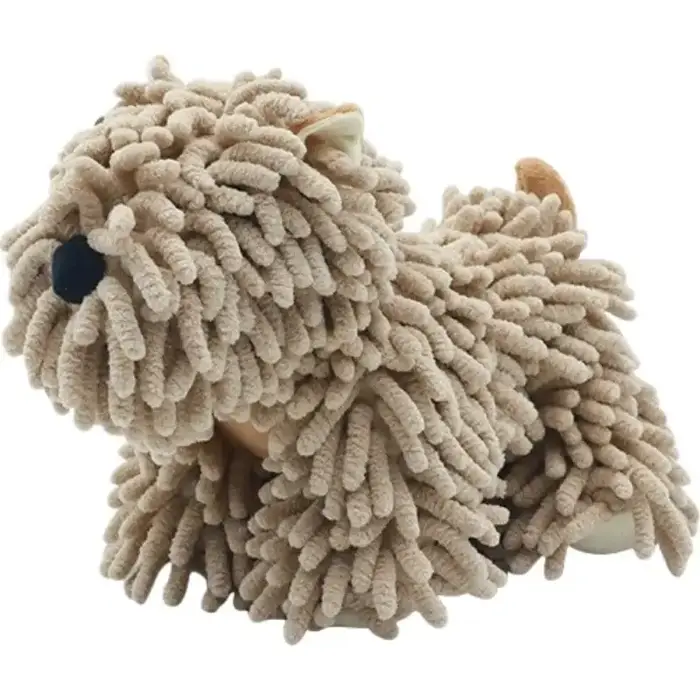 Serviette en peluche chenille en forme de chien de dessin animé, absorbante et à séchage rapide, pou