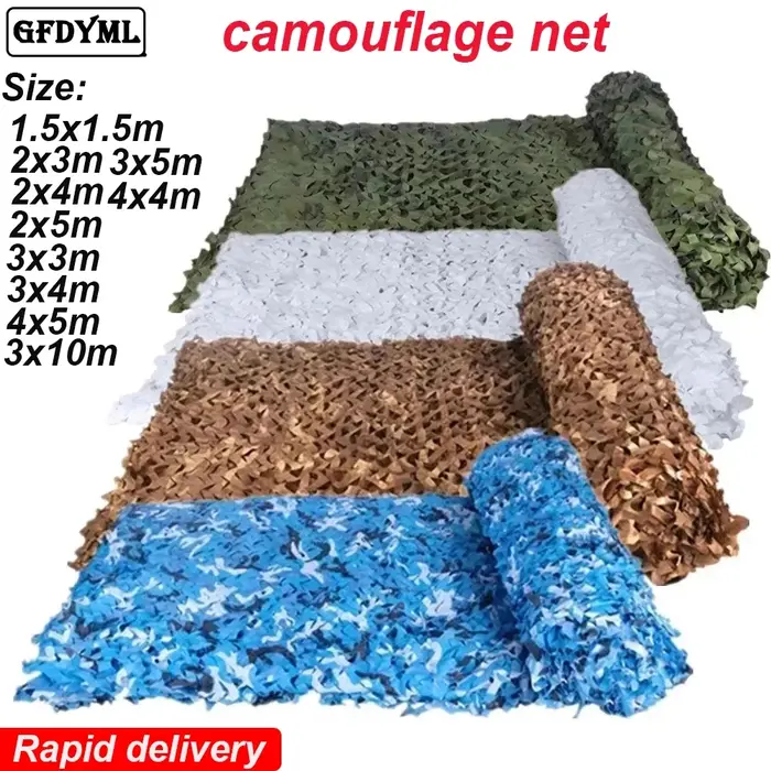 Filets de Camouflage 1.5m x 1m 4m x 5m, blanc, bleu, Beige, désert pour la chasse, maille cachée, au