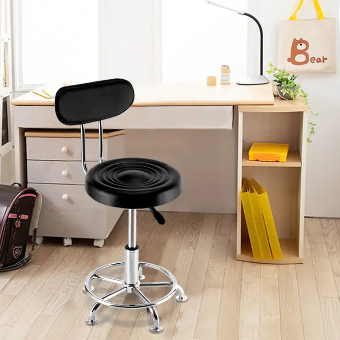 Banc rond réglable pour atelier, chaise hydraulique, bar, garage, recommandé, dossier et repose-pied