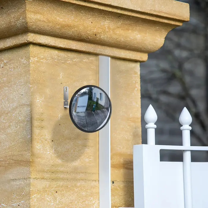 Miroir de sécurité pour allée 16 cm, convexe extérieur grand angle, pour la circulation, les coins, 