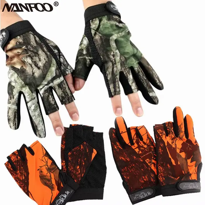 Gants de chasse bioniques camouflage demi-doigts multifonctions anti-dérapants respirants - Pêche et vélo