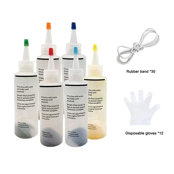 Kit de teinture de cravate avec gants en caoutchouc, tissu de chemise Non toxique sûr, Kit de teintu