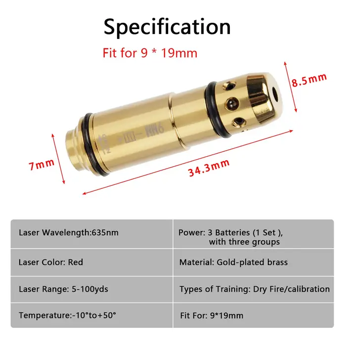 Cartouche laser 9 mm pour entraînement tactique, balle laser 9 mm pour calibre .380 ACP et .40 S&W, pour entraînement au tir à sec