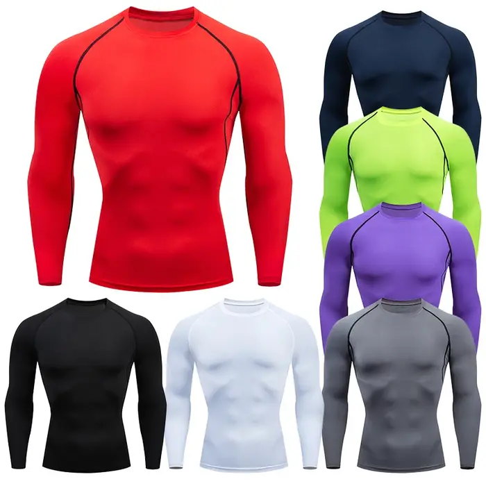 T-shirt de Sport à manches longues pour homme, vêtement de course, de Fitness, d'entraînement, de Jo