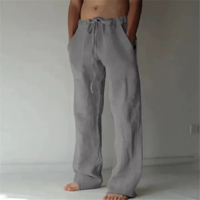 Pantalon en coton et lin pour homme, respirant, couleur unie, Fitness, Streetwear, nouvelle collecti
