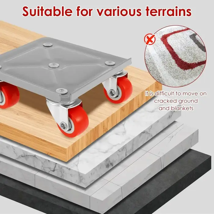 Déménageurs de meubles avec roues Portable 4 roues outil de déplacement de meubles Dolly avec 360 ° 