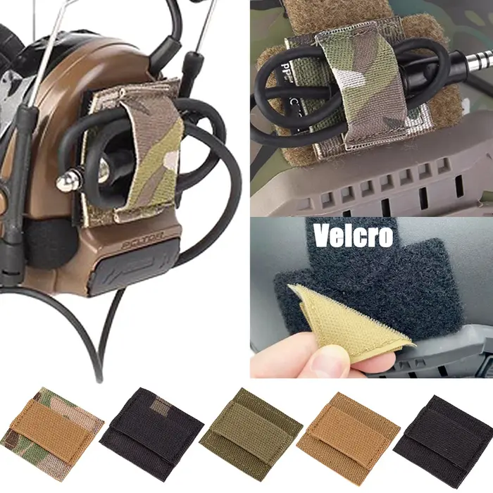 Organisateur câbles élastique avec velcro pour casque, rangement fils micro et chargeur équipement chasse