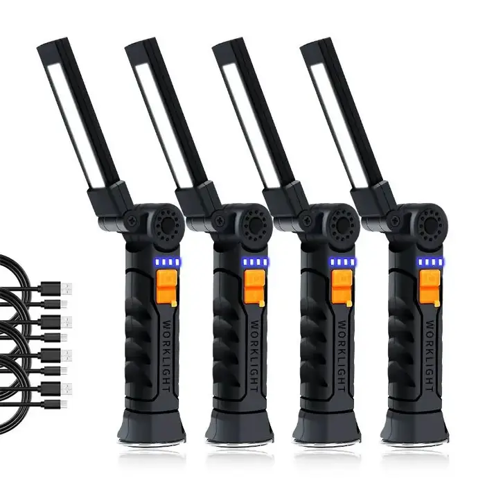 Lampe de Travail Portable COB LED, Rechargeable par USB, Lanterne Magnétique avec Batterie spatirée,