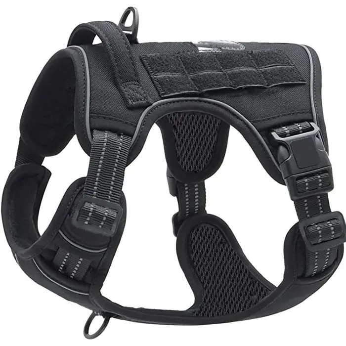 Harnais pour grand chien avec collier, laisse, pochettes Molle, gilet d'entraînement et de promenade