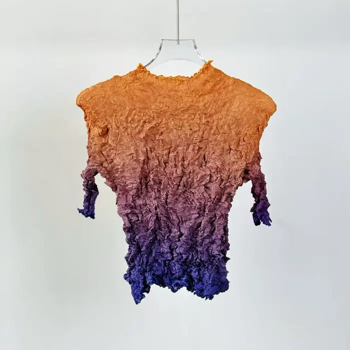 T-shirt Miyake 2026 – Nouvelle collection été – Haut plissé irrégulier fait main – Décontracté, exte