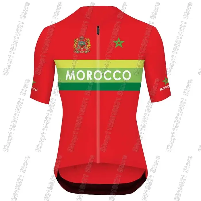 Ensemble Maillot et Cuissard Cycliste Équipe Nationale du Maroc 2026 – Tenue d'Été pour Vélo de Rout